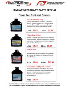 Jan & Feb 2015 Penray Fuel Treatment Products Parts Special Flyer