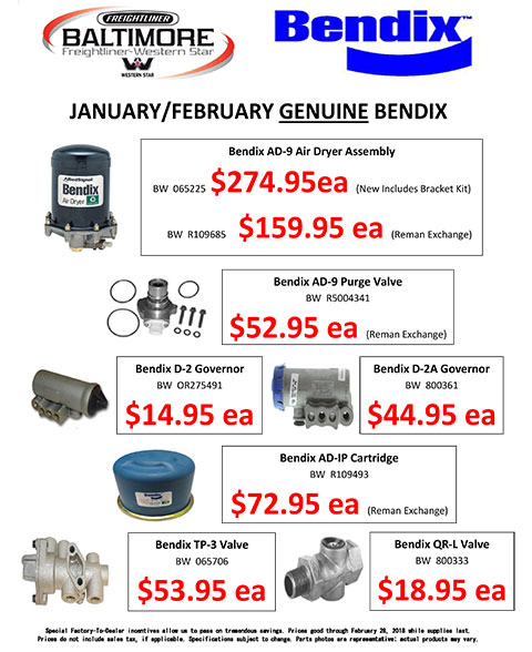 January and February 2018 Genuine Bendix Sale Flyer