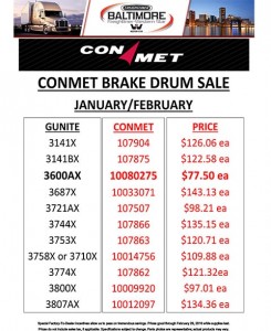 January-February 2016 Conmet Brake Drum Sales Flyer