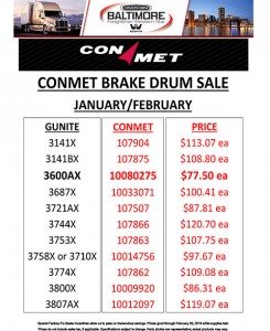 January-February 2016 Conmet Brake Drum Sales Flyer Revised