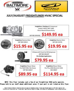 July and August 2017 Alliance Truck Parts HVAC Special Flyer