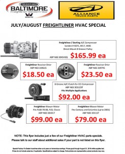 July-August 2016 Alliance Truck Parts Freightliner Special Flyer