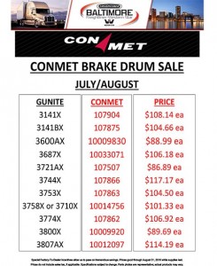 July-August 2016 Conmet Brake Drum Sale Flyer