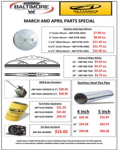 March and April 2015 Alliance Truck Parts Special Flyer