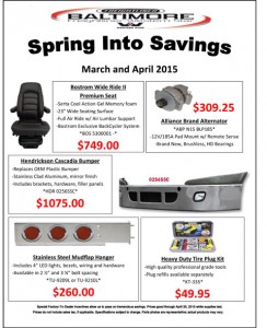 March and April 2015 Spring into Savings Specials Flyer