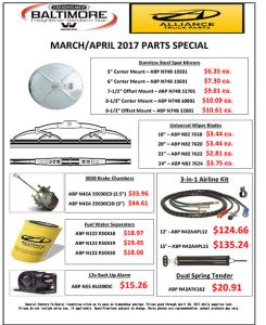 March and April 2017 Alliance Truck Parts Special Flyer
