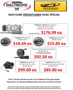 May June 2015 Alliance Truck Parts Freightliner HVAC Special Flyer