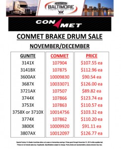 Nov & Dec 2014 Conmet Brake Drum Sale Flyer