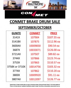 Sept/Oct 2014 Conmet Brake Drum Sale Flyer