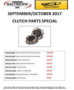 September and October 2017 Alliance Truck Parts Clutch Parts Special Sales Flyer