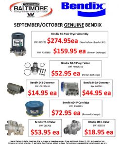 September and October 2017 Genuine Bendix Sales Flyer